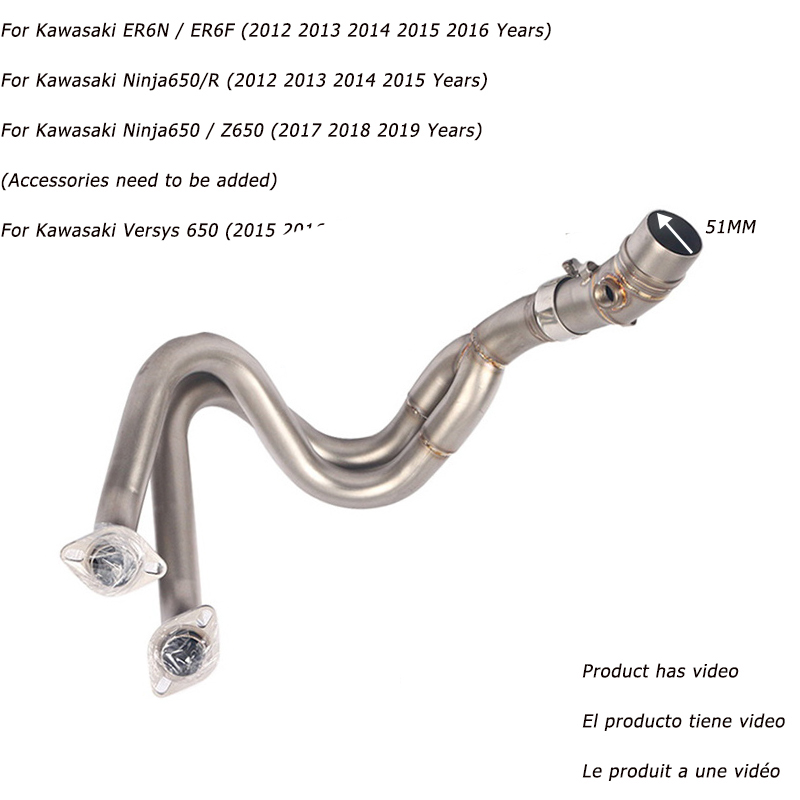 KAJIMAOYI Slip on Motorcycle Exhaust Modified Motorbike Escape DB Killer Front Mid Link Pipe For ER6N without exhaust
KAJIMAOYI Slip on Motorcycle Exhaust Modified Motorbike Escape DB Killer Front Mid Link Pipe For ER6N without exhaust
