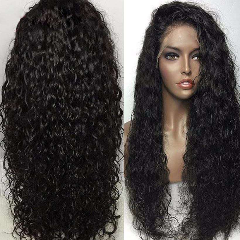 360 Water wave full lace human hair wig pre plucked 180% density 360 lace frontal wig for black women 18inch