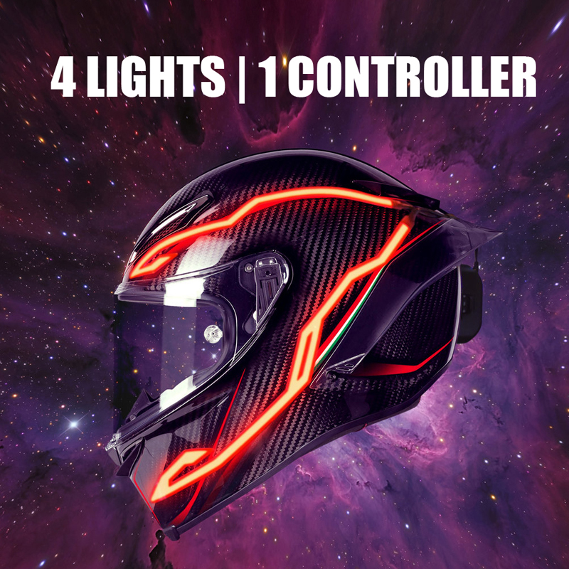 Motorcycle Helmet Sticker Helmets Light Strip Motorbike Flashing LED Bar Night Riding Signal Lights 4 Modes Decoration Stickers Moto Parts