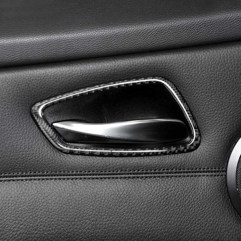 Carbon Fiber Car Interior Door Handle Cover Trim Door Bowl Decals and sticker For BMW E90 E92 E93 3 series 2005-2012 accessories