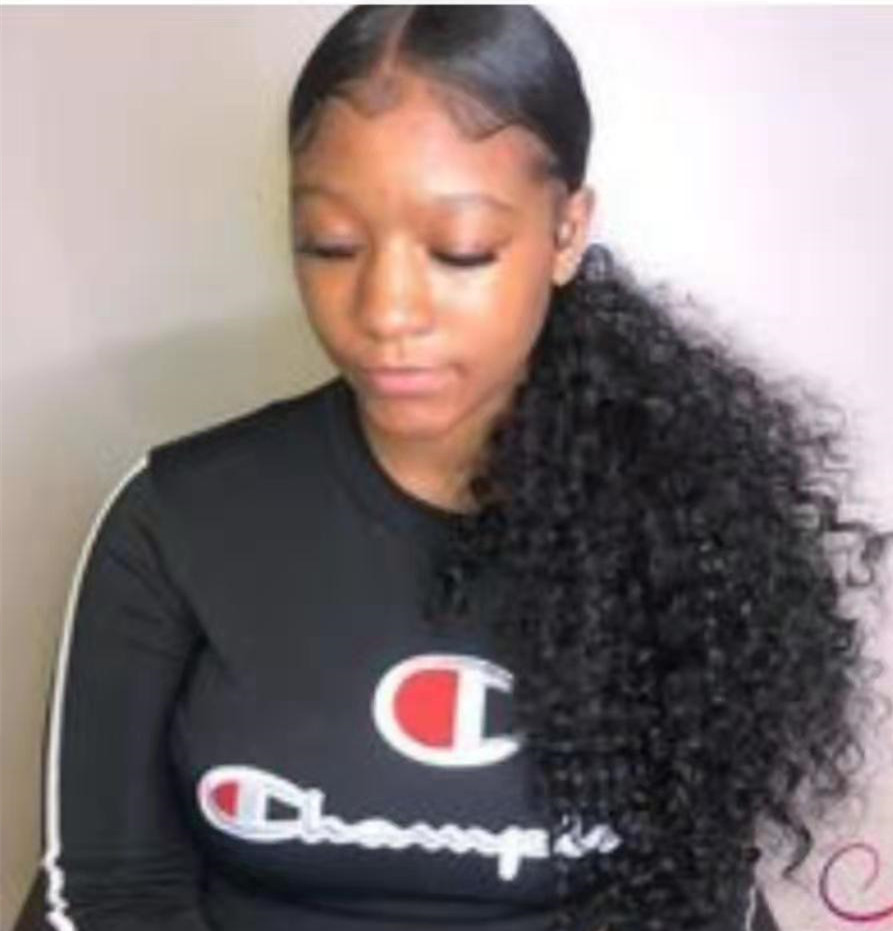 Fashion Human Hair Ponytail Extensions Virgin Human Hair Ponytail Hairpieces curly Ponytail Human Hair 140g jet black 10-20inch