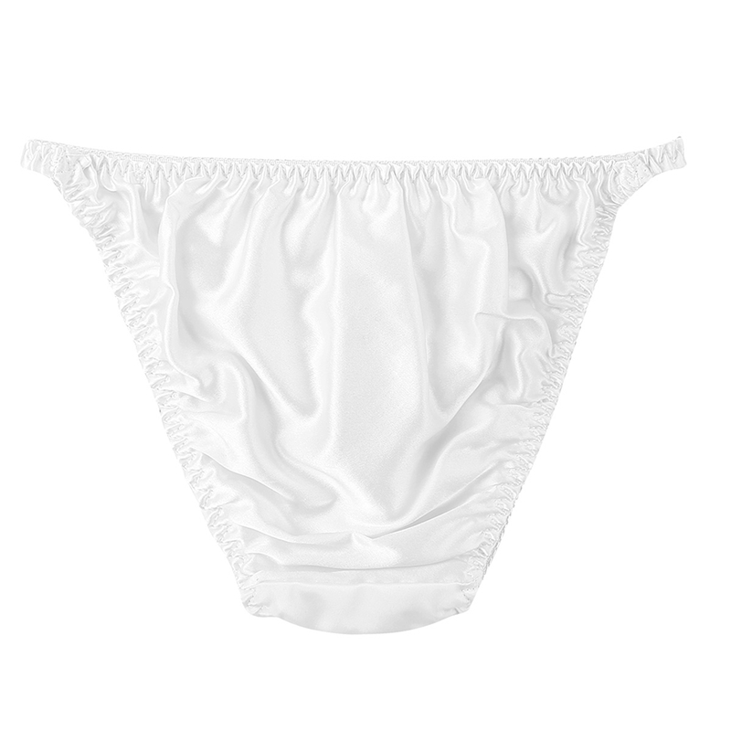 Women's Briefs Sexy Silk Smooth Soft Underwear Woman Elastic Waistband Lingerie Panties Low Rise High Cut Pure Color Underpants