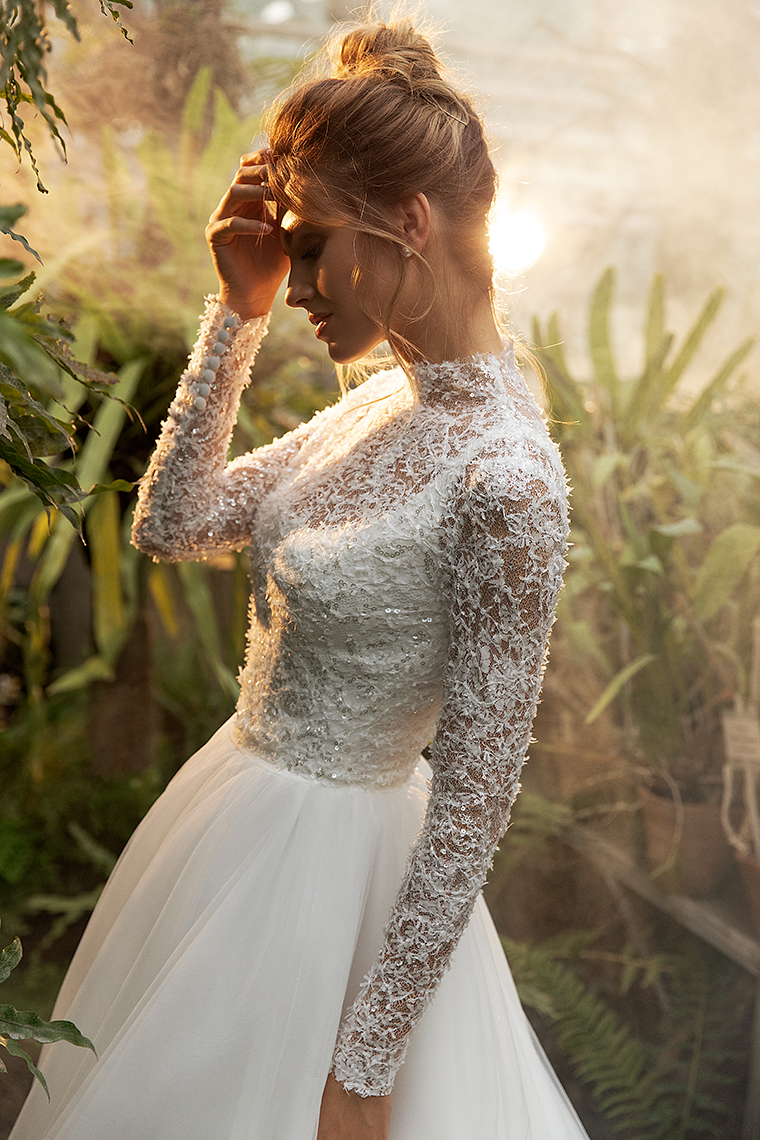 Neck Fashion Square Backless Wedding Dresses With Long Sleeves Lace Jacket Bridal Gowns Sequined Sweep Train Tulle A Line Robe De Marie