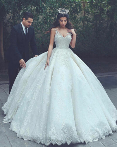 Princess Ball Gown Wedding Dresses Sexy Spaghetti Lace Appliques Lace-up Corset Bridal Gowns Backless Sleeveless Sweep Train Wedding Dress