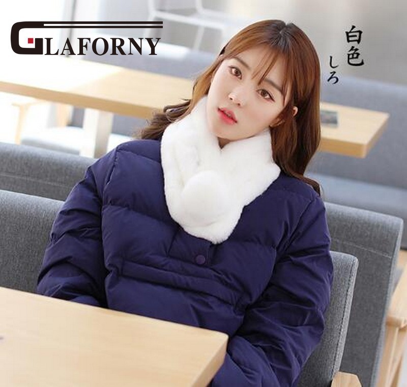 Glaforny winter beaver rabbit wool scarf collar lady winter warm fur scarf otter rabbit hair collar set wholesale D19011106
