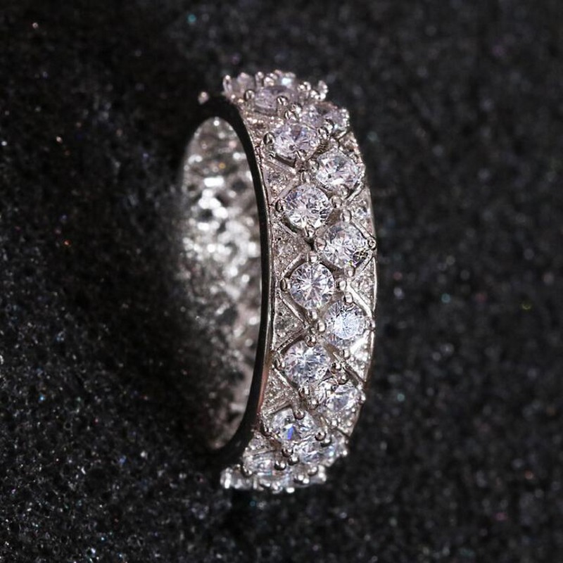 Victoria Wieck Luxury Jewelry Real 925 Sterling Silver Full White 5A Cubic Zirconia Promise Ring Party Women Wedding Engagement Band Rings