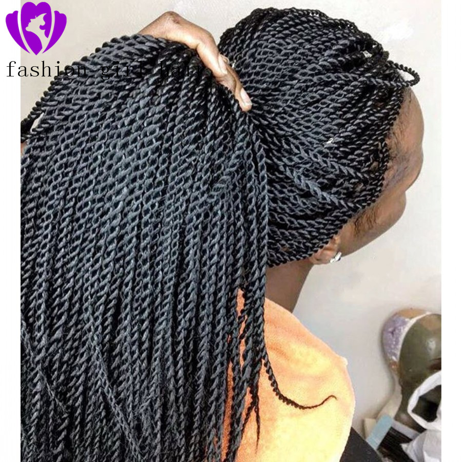 Long Braided Synthetic Lace Front Wigs Heat Resistant Black Twist Braided wig with Baby Hair Natural Braids Wig for Black Women