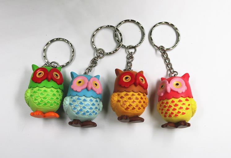 Owl Keychain Bag Car Key Chain Cute Animal Bird Pendant Figure Keyring Birthday Gift 4 Colors Mix 24pcs/Lot Wholesale