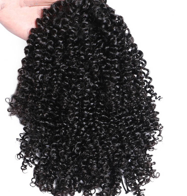 Afro Kinky Curly Ponytail For Women Natural Black Remy Hair 1 Piece 120g Clip In Ponytails Drawstring 100% Human Hair Extension