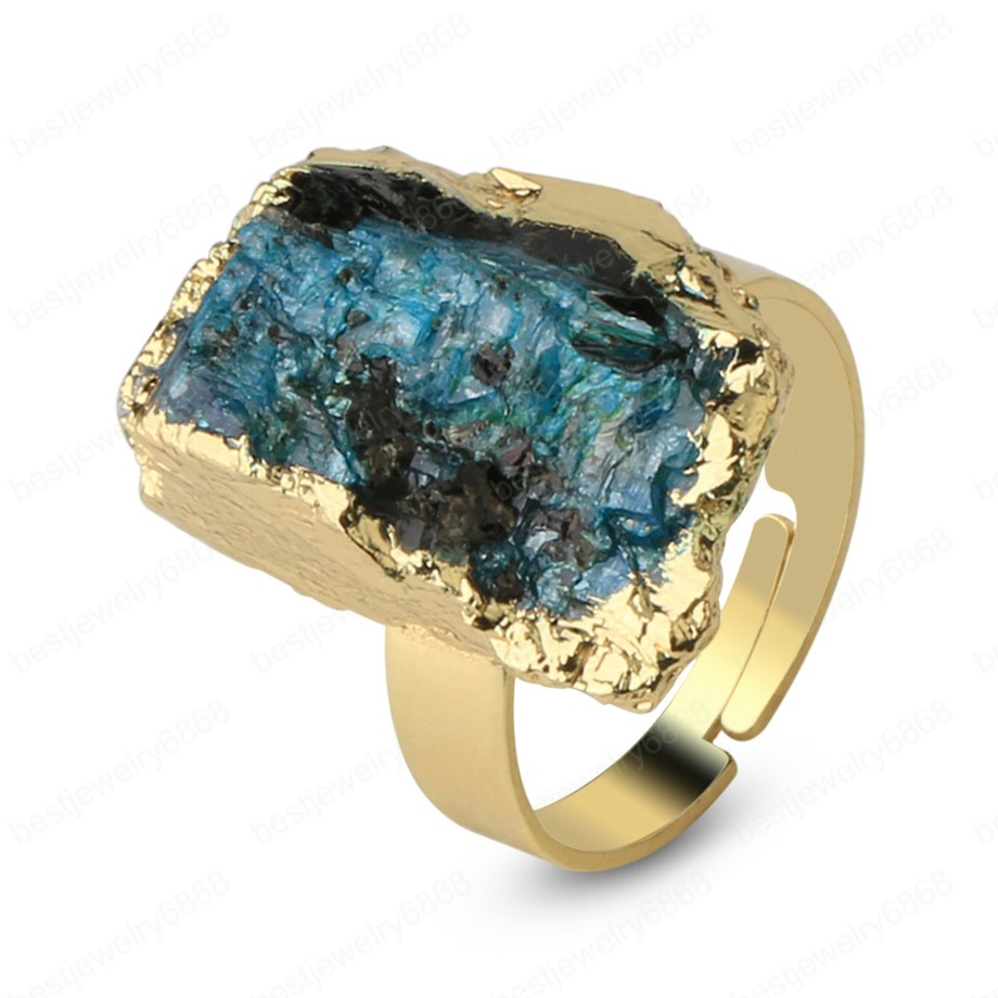 Natural Stone Gold-color Adjustable Ring Irregular Black Tourmaline Blue Crystal Finger Rings for Women Trendy Jewelry
Natural Stone Gold-color Adjustable Ring Irregular Black Tourmaline Blue Crystal Finger Rings for Women Trendy Jewelry