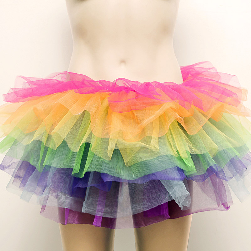 Women Ruffle Mini Tutu Skirt Halloween Christmas Festival School Girl Stage Night Club Party Show Dance Mesh Tulle Petticoat