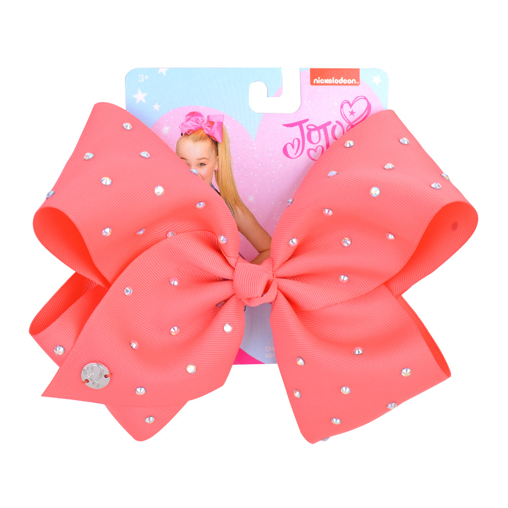 Cute JOJO Hair Bows 8 Colors 6.6" Girl Rhinestone Solid Colors Barrettes Girl Hair Accessories kids party hair clipper