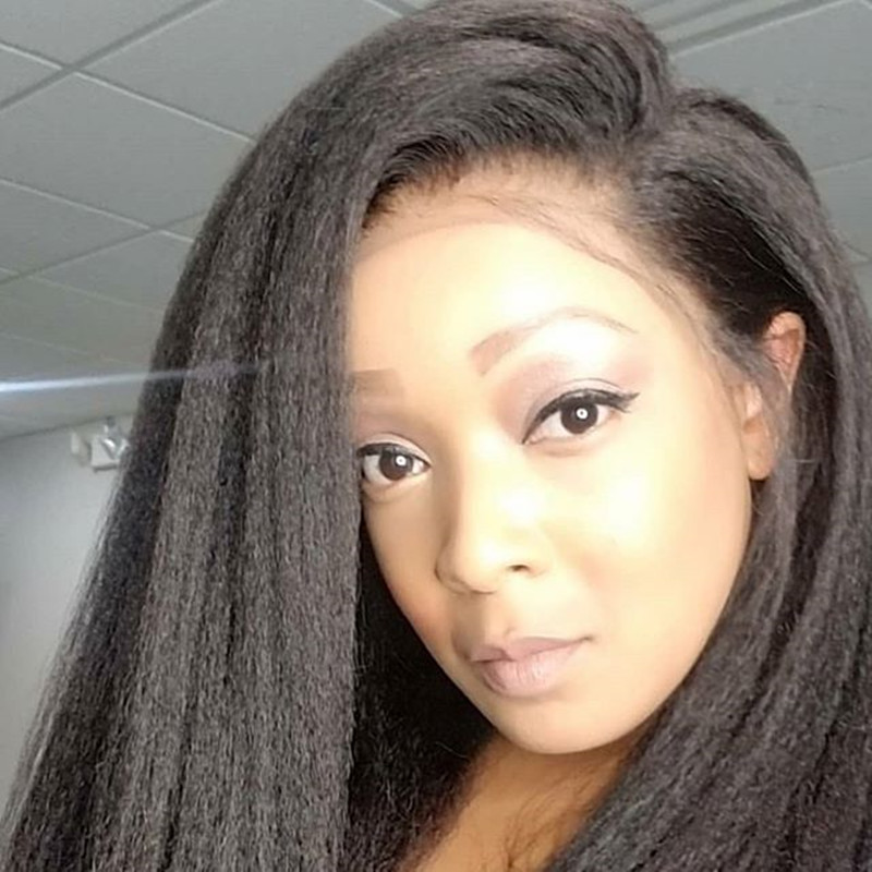 Italian Yaki brazilian full Lace Front Wigs For Women black/brown /blonde Kinky Straight synthetic Wig heat resistant With Baby Hair