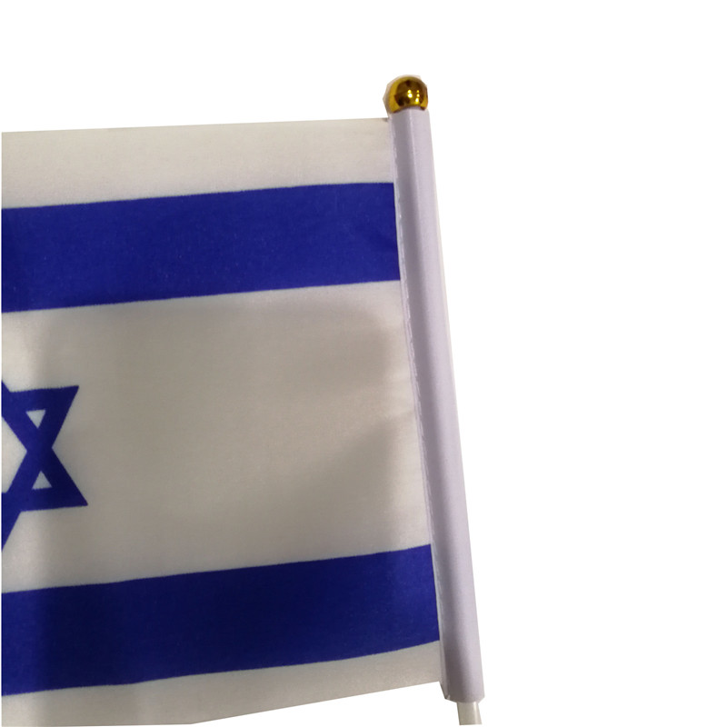 Israel Flag 21X14 cm Polyester hand waving flags Israel Country Banner With Plastic Flagpoles4184545