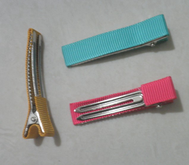 Double Prong Alligator Teeth 5cm Hair Clips Metal Barrettes Grosgrain Ribbon Covered Hairpins DIY bow flower Accessories 30pcs FJ3201