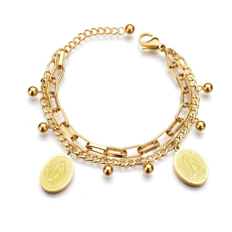 Charm Bracelets Religious Virgin Mary Bracelet & Bangles Gold Color Stainless Steel For Women Jewelry Bijoux Femme 2021
Charm Bracelets Religious Virgin Mary Bracelet & Bangles Gold Color Stainless Steel For Women Jewelry Bijoux Femme 2021