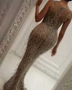 Yousef Aljasmi Prom Dresses Sheer Jewel Neck Sleeveless Beading Mermaid Formal Evening Gowns Feathers Dubai Luxury Party Dress Plus Size