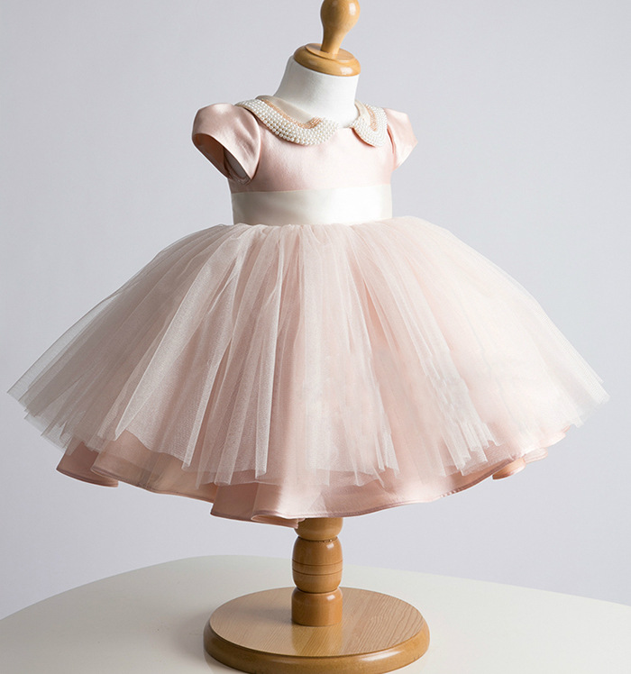 Girl's Pageant Dresses cute toddler Beauty with Beads Ball gown Satin Lace Little Kid Child dress Flower girls First Holy Communion gown
