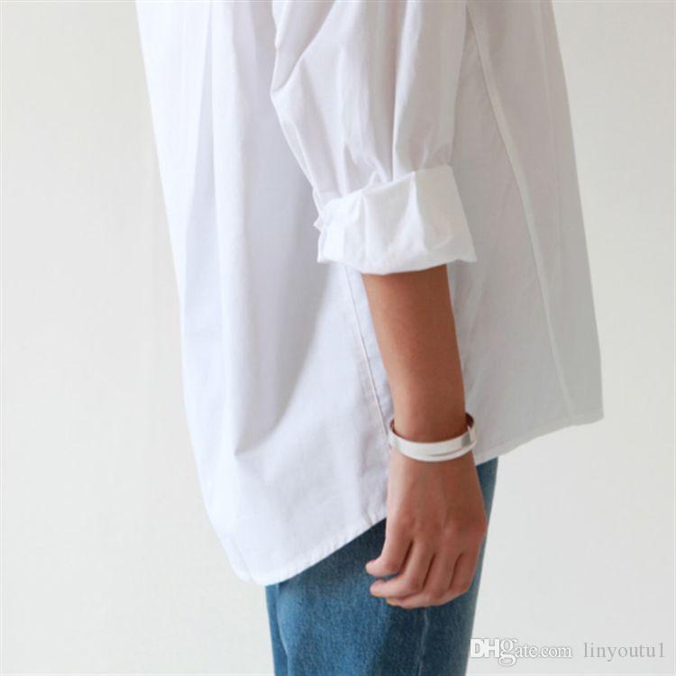2020 Casual Loose Women Shirts 2019 Autumn New Fashion Collar Plus Size Blouse Long Sleeve Buttons White Shirt Women Tops Streetwear