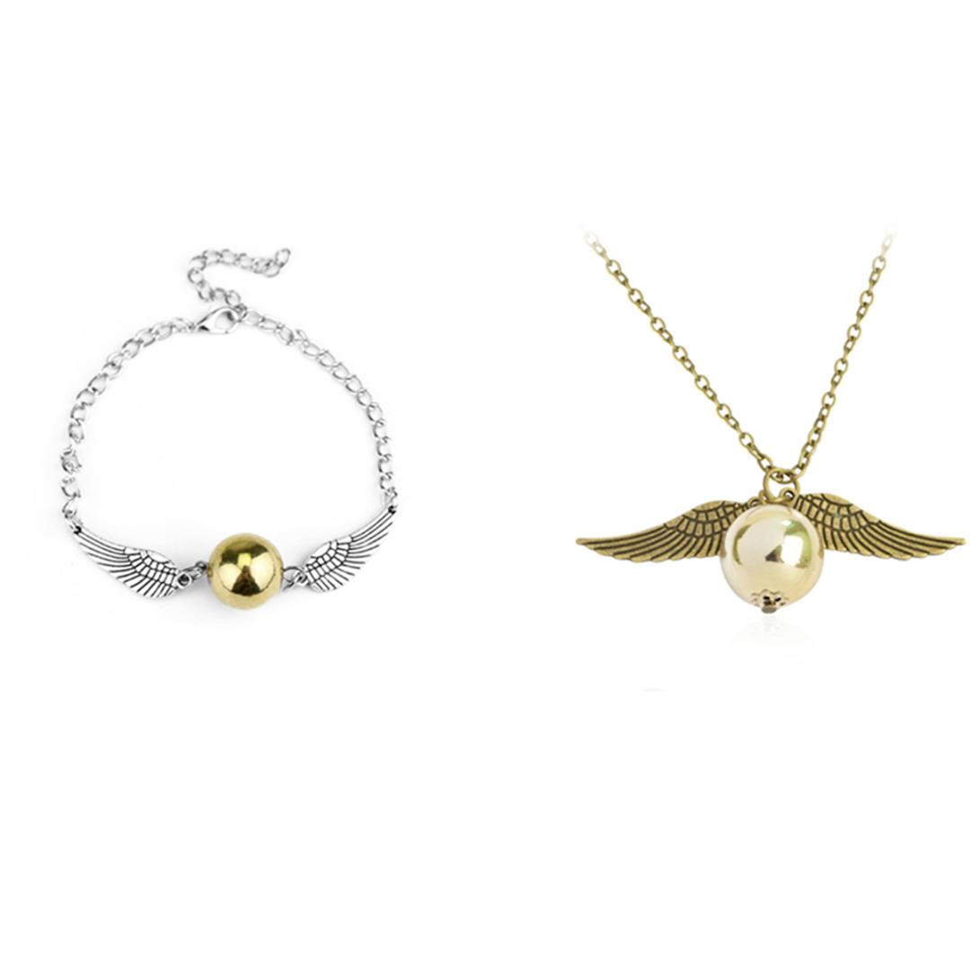 Vintage Personalized Angel Wing Golden Ball Bracelet Charm Women Snitch Gold Necklace Set Jewelry Gift
Vintage Personalized Angel Wing Golden Ball Bracelet Charm Women Snitch Gold Necklace Set Jewelry Gift