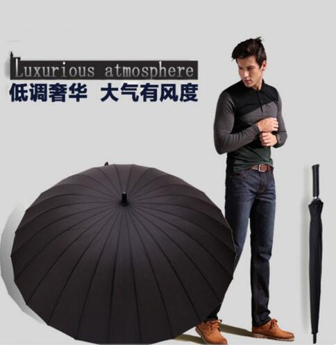 24 Bones Umbrella Men's Women Male Sense Of Security Golf Big Umbrella Long Handle Windproof Large