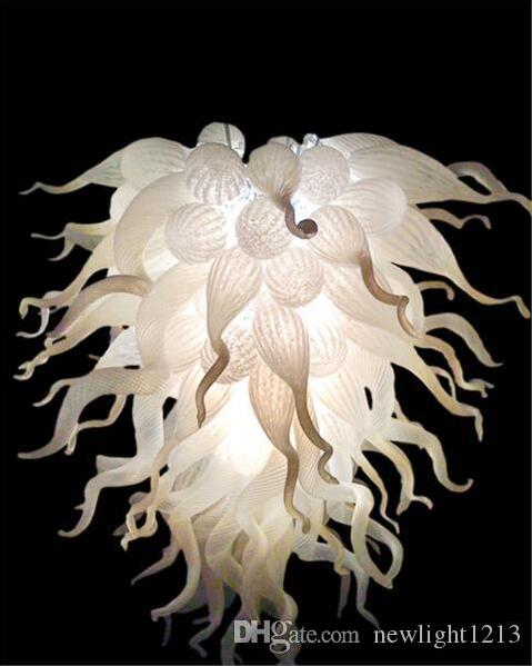 Modern Art Milk White Chandelier Lamps Style LED Light Source 100% Hand Blown glass Chandeliers