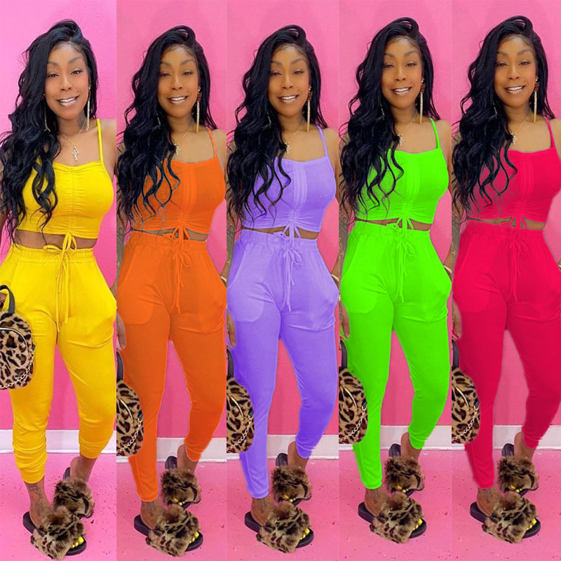 womens summer clothes fashion 2 two piece outfits sets Drawstring vest crop top pocket pants tracksuits suits streetwear plus size clothing, Yellow
womens summer clothes fashion 2 two piece outfits sets Drawstring vest crop top pocket pants tracksuits suits streetwear plus size clothing, Yellow
