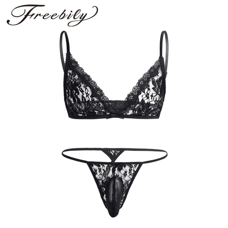 2PCS Men Lingerie Floral Lace Nightwear Sleepwear Set Bra Top with G-string Exotic Sexy Gay Panties for Men's Male Underwear, Black
2PCS Men Lingerie Floral Lace Nightwear Sleepwear Set Bra Top with G-string Exotic Sexy Gay Panties for Men's Male Underwear, Black