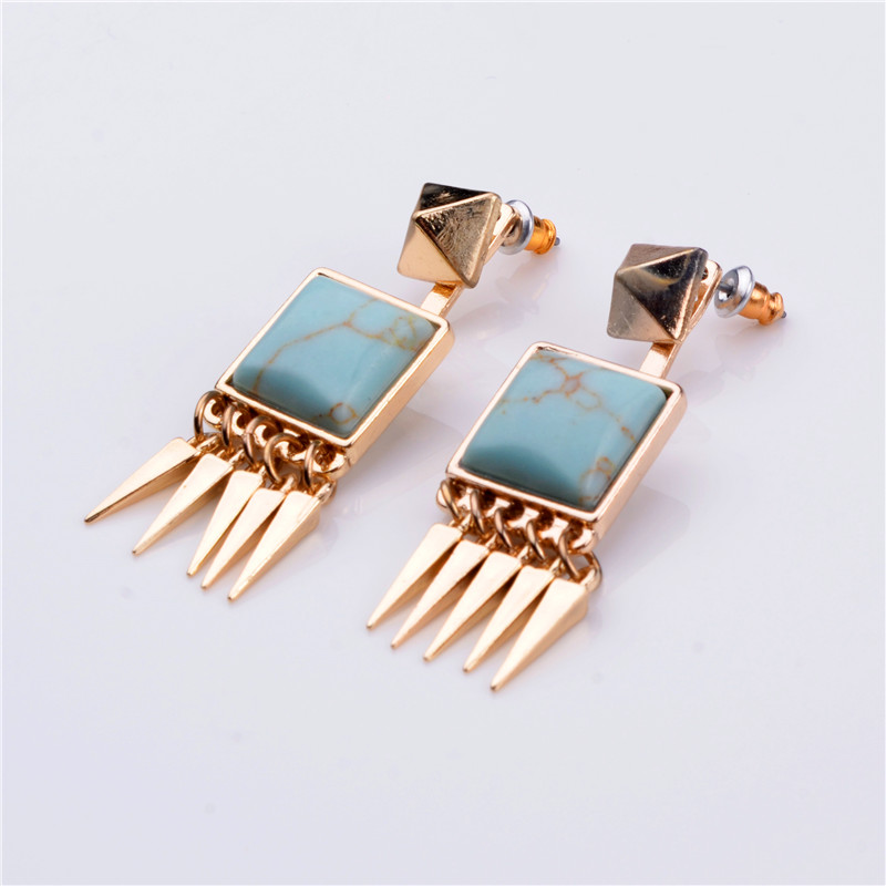 Natural stone alloy tassel earrings ladies clothing charm stainless steel Easter gift earrings