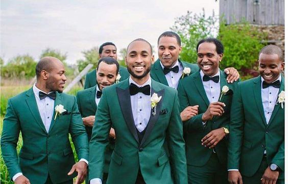 New Green Groom Wear For Wedding One Button Slim Fit Groomsmen Blazer Suits High Quality Men Clothing