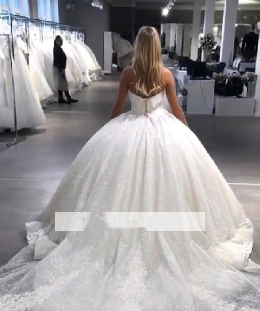 Dubai Arabic Sparkly Plus Size Luxurious Ball Gown Dresses Sweetheart Lace Wedding Dress Bridal Gowns Vestidos De Noiva