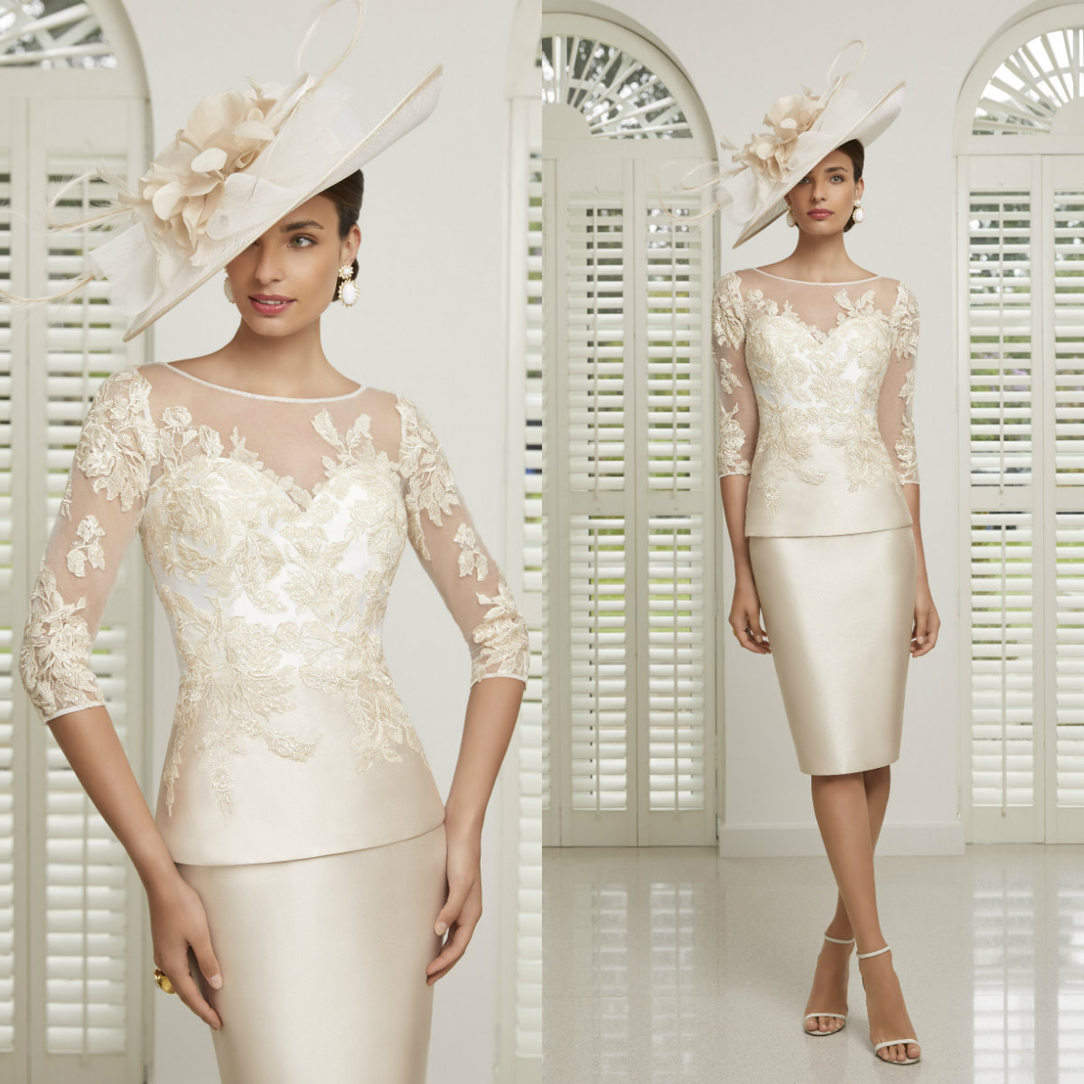 Champagne Mother Of The Bride Dresses Jewel Neck 3/4 Long Sleeves Knee Length Prom Dress Lace Appliqued Formal Wedding Guest Gowns
Champagne Mother Of The Bride Dresses Jewel Neck 3/4 Long Sleeves Knee Length Prom Dress Lace Appliqued Formal Wedding Guest Gowns