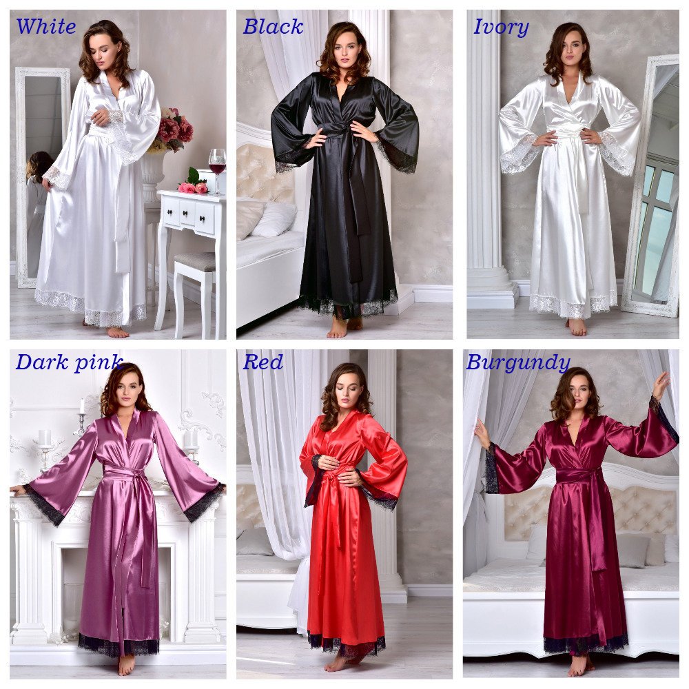 sexy plus size nightwear women long sleeve lace night robes custom made satin sleepwear cheap