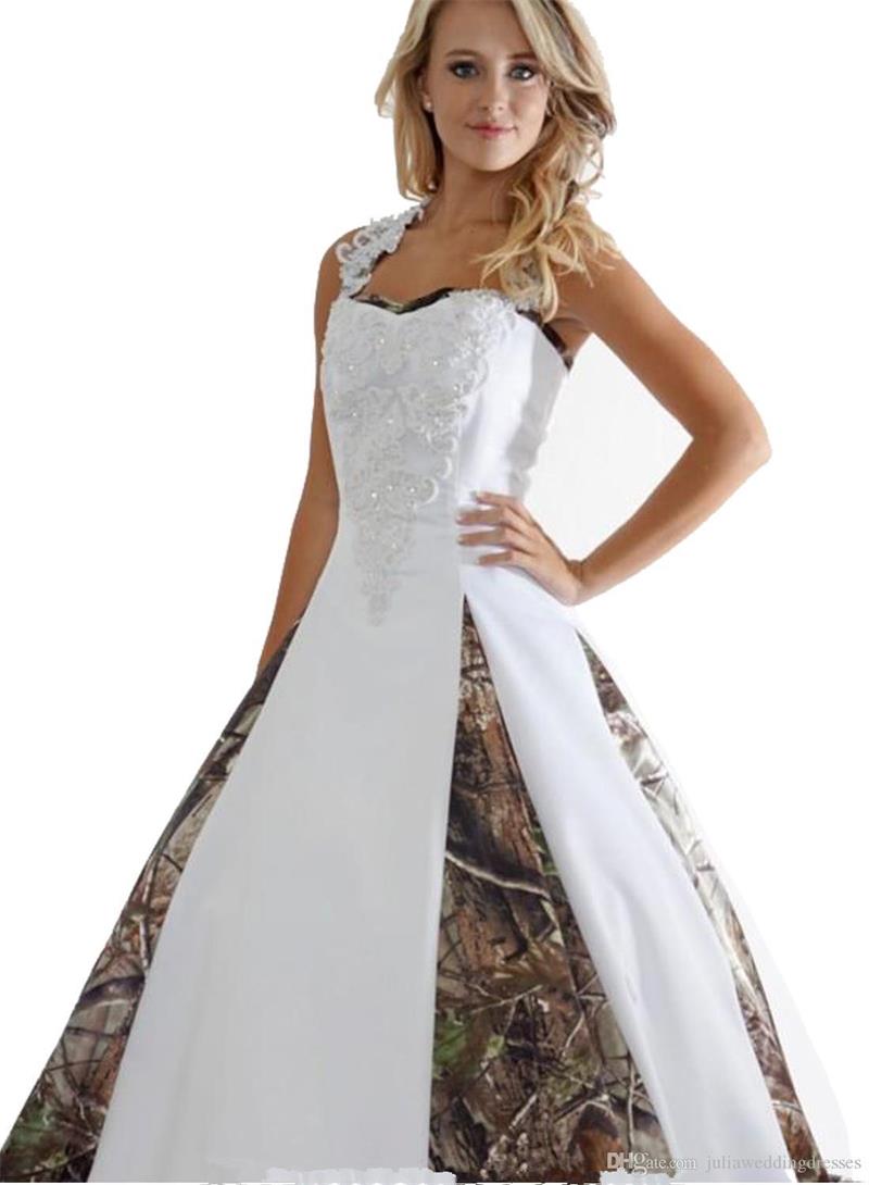 Camo Satin Wedding Dresses With Appliques Ball Gown Long A-Line Sweetheart Beaded Lace Up Plus Size Wedding Party Bridal Gowns Real