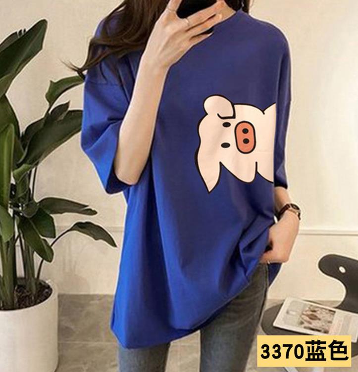 Women's tide 2019 spring and summer loose short-sleeved t-shirt female print wild bf Harajuku long section