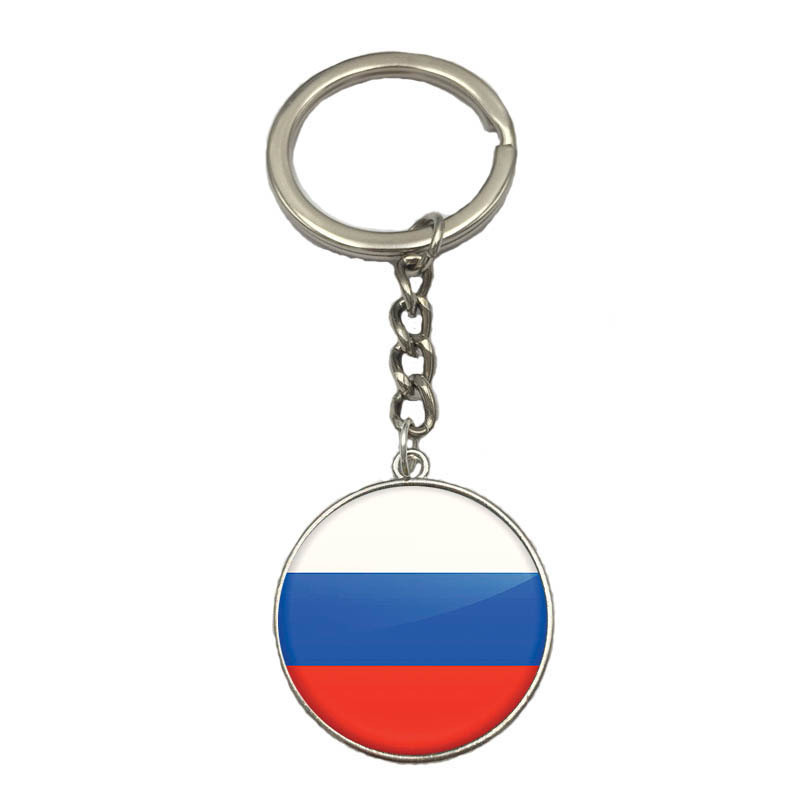 France Poland Puerto Rico Montenegro China Angola Senegal Philippines Japan Glass Cabochon National Flag Keychain Key Ring Gift