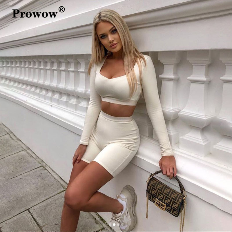 Women 2 Piece Tracksuit Long Sleeve Crop Top Shorts Set Ladies Solid Color Street Style Casual Sportwear Slim Matching Sets 2020, White
Women 2 Piece Tracksuit Long Sleeve Crop Top Shorts Set Ladies Solid Color Street Style Casual Sportwear Slim Matching Sets 2020, White