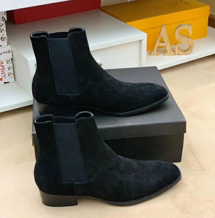Hot Sale-2020 Classic Wyatt Ankle Boots Western Style Black Leather Motorcylcle Boots Men Gentlemen Shoes Fall Winter