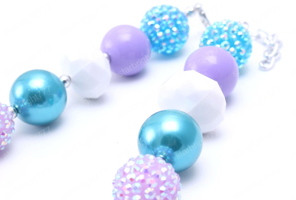 Girls Baby Chunky Necklace Fashion Kids Children Cute Bubblegom Bow Beads Chunky Necklace Toddle Party Jewelry