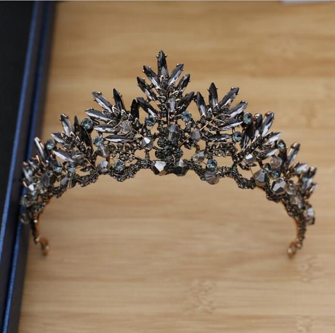 Cheap Shiny Party Tiara Clear Crystals King Queen Crown Wedding Bridal Crowns Costume Art Deco Princess Performance Tiaras Head Pieces