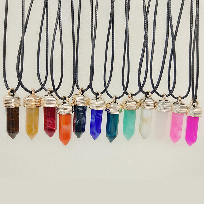 Hexagonal Chakra Stone Necklace Crystal Bullet Shape Gemstone Resin Pendant Necklaces Quartz PU Leather Chain Necklace Statement Jewelry
Hexagonal Chakra Stone Necklace Crystal Bullet Shape Gemstone Resin Pendant Necklaces Quartz PU Leather Chain Necklace Statement Jewelry