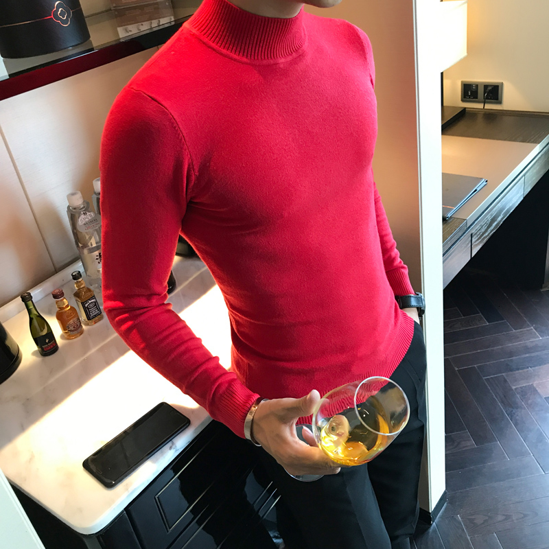 Sweater High Quality Autumn Winter Candy Color in the end of the Collar Pure Color Slim Comfortable Semi-high Collar SweaterMX190926