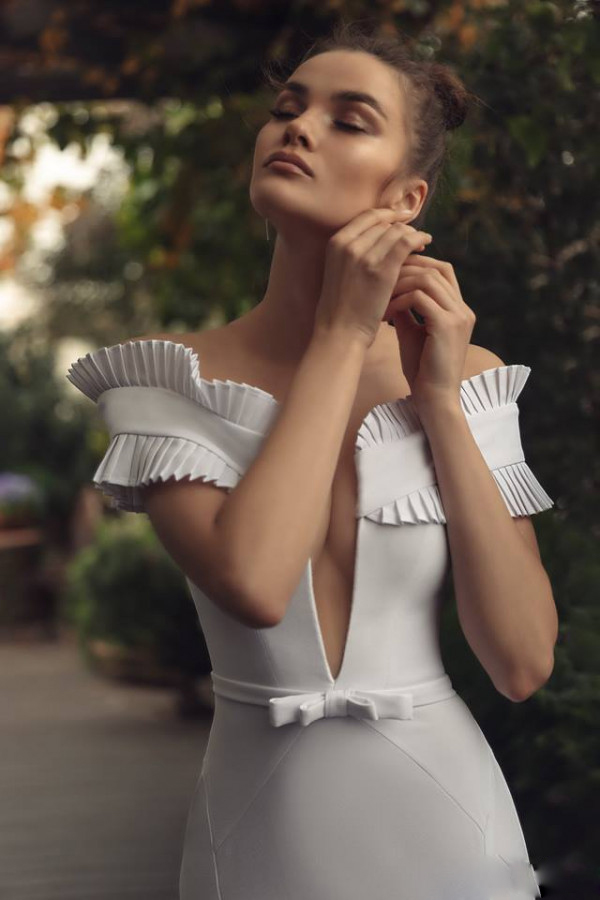 matan shaked sexy mermaid wedding dresses off shoulder satin sweep train bridal gowns plus size beach robe de marie