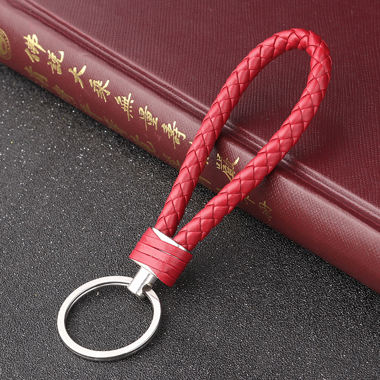 Leather rope Mercedes pendant keychain 2019 color woven leather keychain double key ring handbag holder (not suitable for wrist use, no Stre