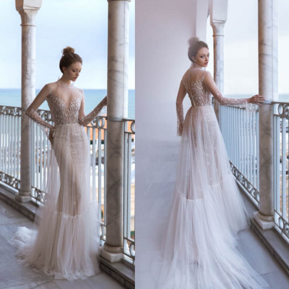 Daria Karlozi Wedding Dresses High Collar Long Sleeves Lace Appliques Bridal Gowns Custom Made Button Back Sweep Train Wedding Dress, Ivory
Daria Karlozi Wedding Dresses High Collar Long Sleeves Lace Appliques Bridal Gowns Custom Made Button Back Sweep Train Wedding Dress, Ivory
