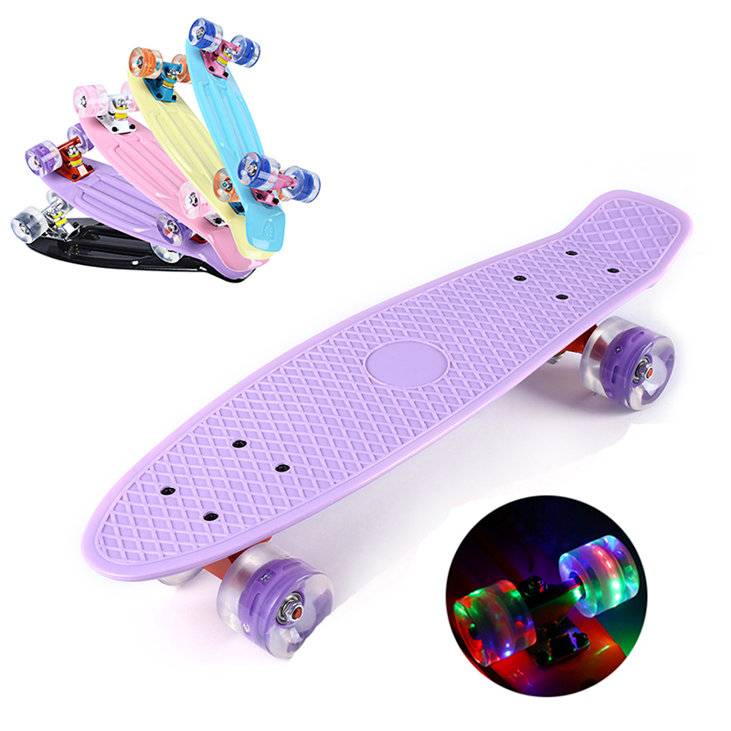 22 inch Four-wheel MiniSkateboard Cruiser Board Banana Fishboard Longboard Skate Outdoor Sports for Boy Girl Flashing LED Light, Pink
22 inch Four-wheel MiniSkateboard Cruiser Board Banana Fishboard Longboard Skate Outdoor Sports for Boy Girl Flashing LED Light, Pink