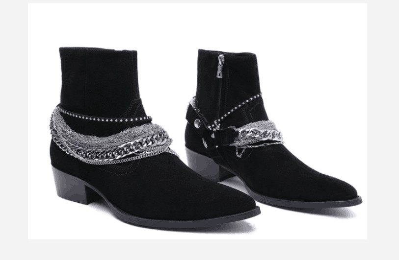 High top new list genuine leather persional men chain boots factory outlet high quality s l p ankle boots