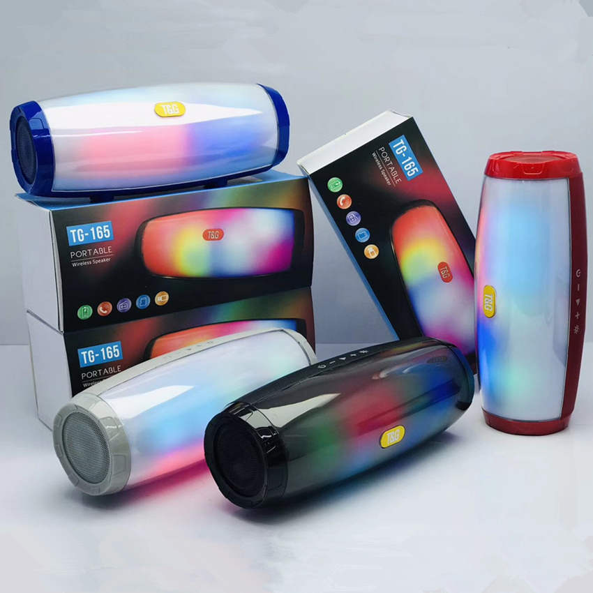 TG165 Support TF Card USB FM Radio LED Light Flash Portable Wireless Bluetooth Speaker Stereo Music Players BT50 Column Subwoofer