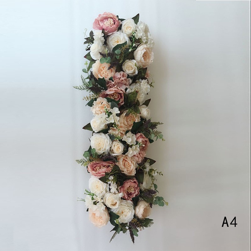 Artificial Arch Flower Row 100cm Length DIY Silk Peonies Roses Simulation Flowers Rows Wedding Centerpiece Decorative Backdrop