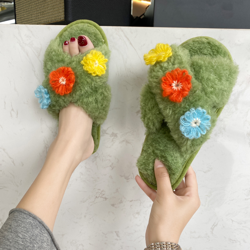 Winter Fashion Women Home Slippers Faux Fur Warm Shoes Woman Slip on Flats Female Flip Flops Flowers Cross Strap Slippers, Khaki
Winter Fashion Women Home Slippers Faux Fur Warm Shoes Woman Slip on Flats Female Flip Flops Flowers Cross Strap Slippers, Khaki